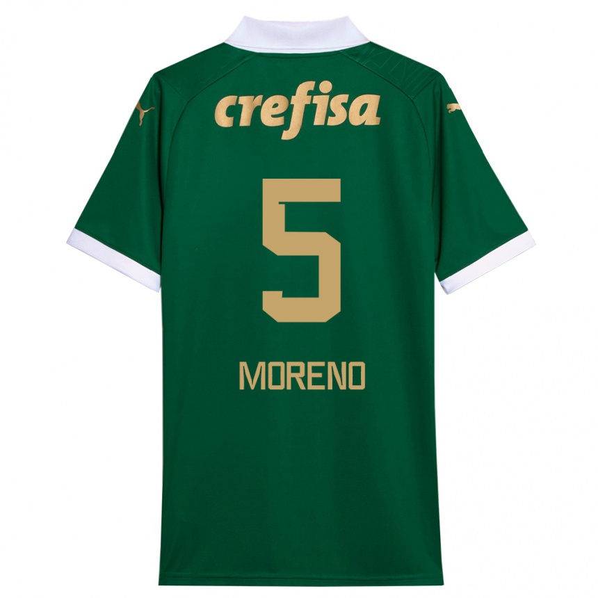 Niño Fútbol Camiseta Aníbal Moreno #5 Verde Blanco 1ª Equipación 2024/25 México