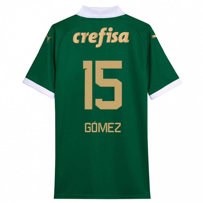 Niño Fútbol Camiseta Gustavo Gómez #15 Verde Blanco 1ª Equipación 2024/25 México