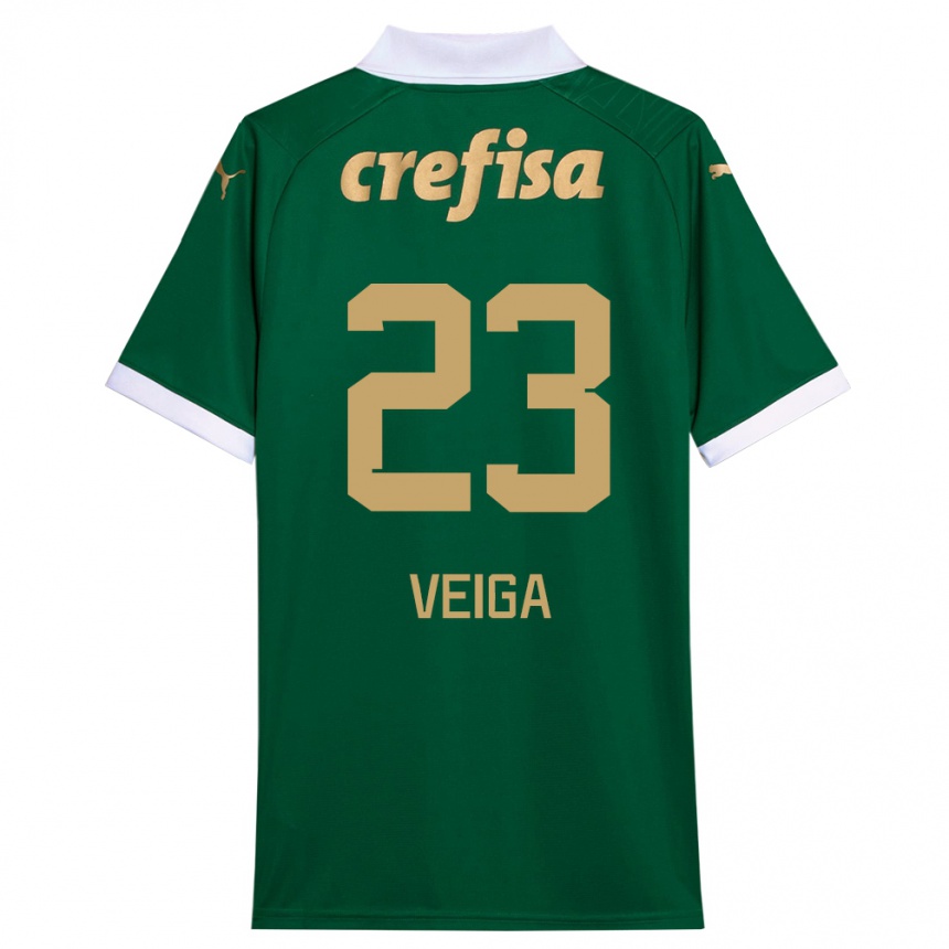 Niño Fútbol Camiseta Raphael Veiga #23 Verde Blanco 1ª Equipación 2024/25 México