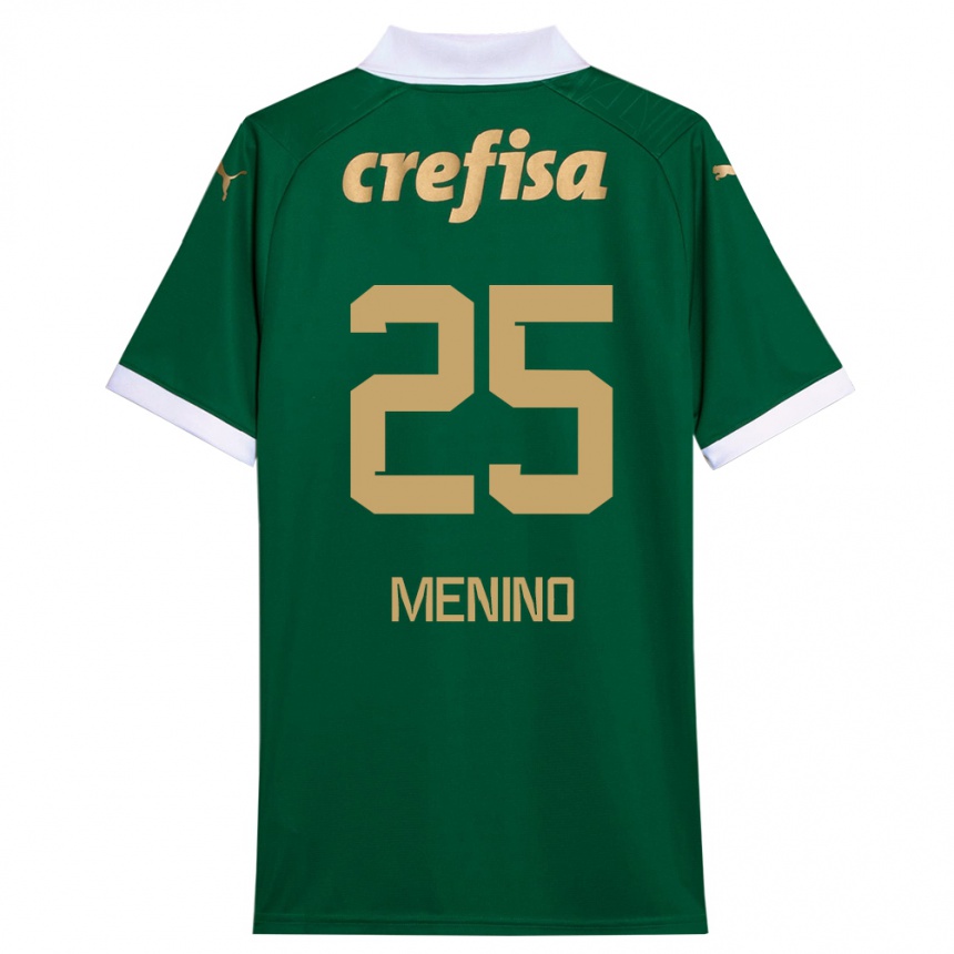 Niño Fútbol Camiseta Gabriel Menino #25 Verde Blanco 1ª Equipación 2024/25 México