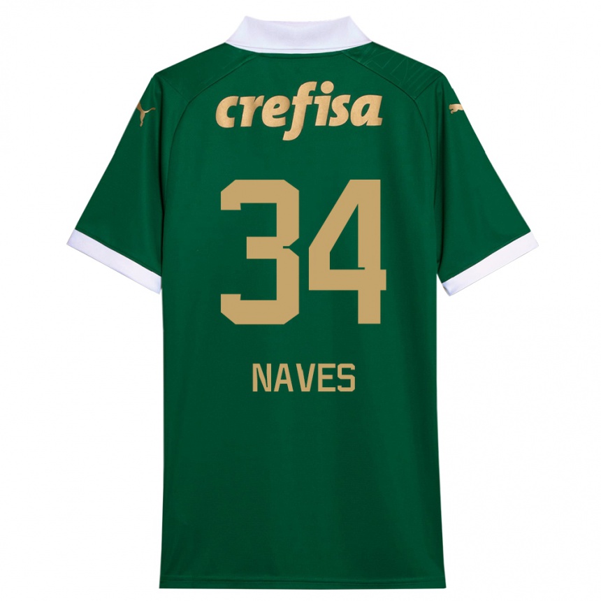 Niño Fútbol Camiseta Naves #34 Verde Blanco 1ª Equipación 2024/25 México