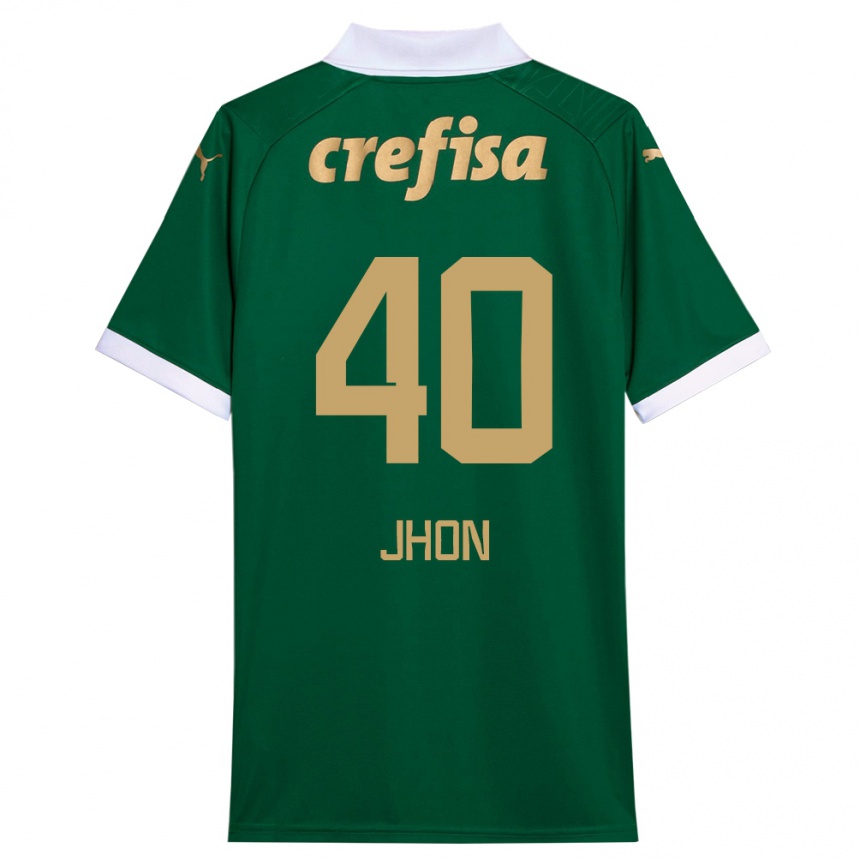 Niño Fútbol Camiseta Jhon Jhon #40 Verde Blanco 1ª Equipación 2024/25 México