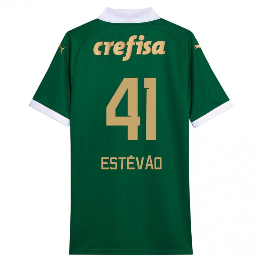 Niño Fútbol Camiseta Estêvão #41 Verde Blanco 1ª Equipación 2024/25 México