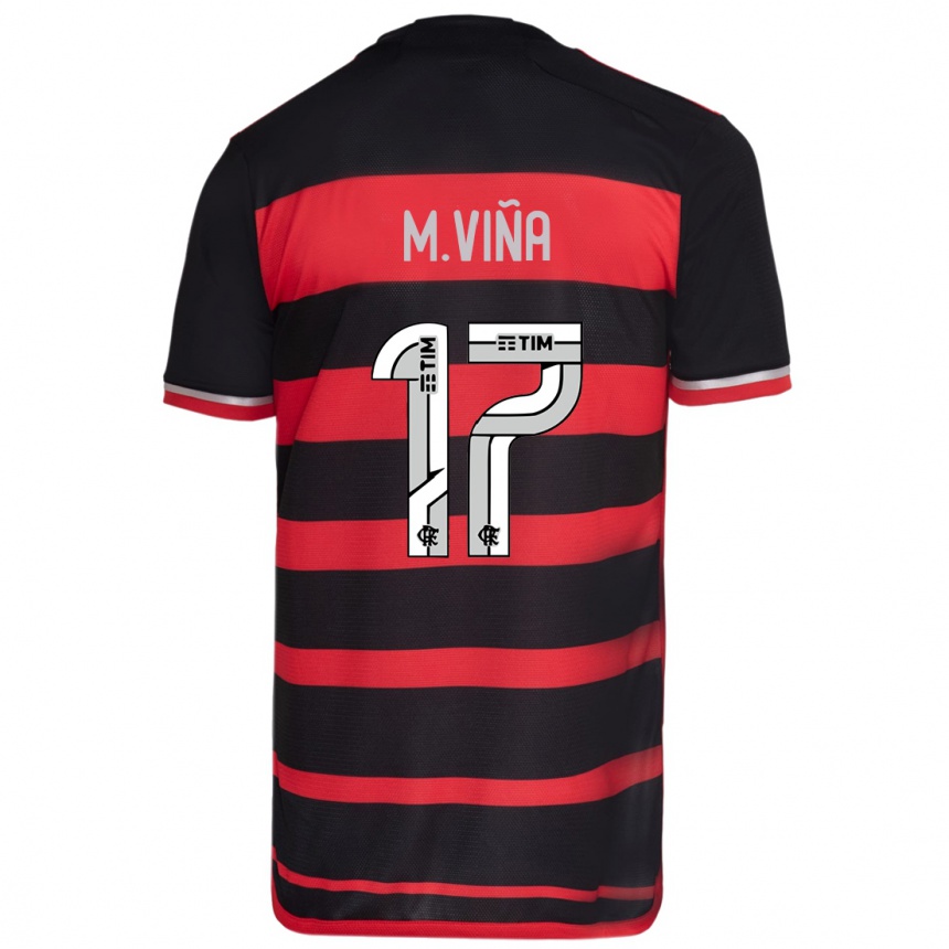 Niño Fútbol Camiseta Matias Vina #17 Negro Rojo 1ª Equipación 2024/25 México