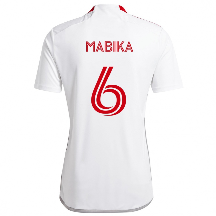 Niño Fútbol Camiseta Aimé Mabika #6 Blanco Rojo 2ª Equipación 2024/25 México