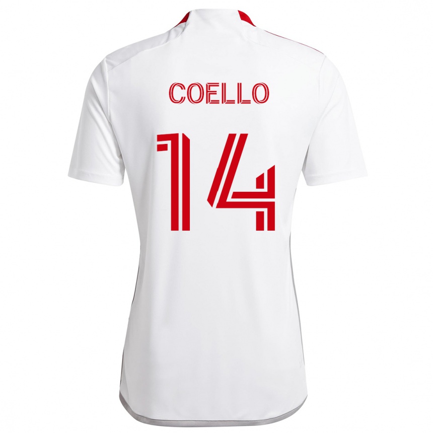 Niño Fútbol Camiseta Alonso Coello #14 Blanco Rojo 2ª Equipación 2024/25 México