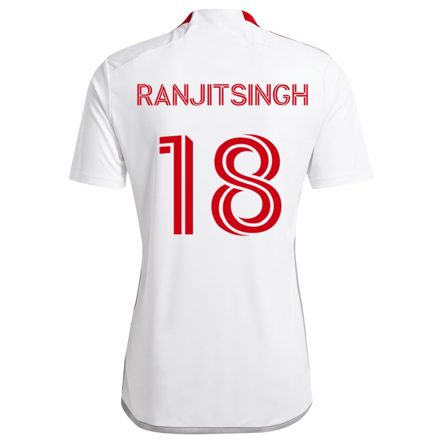 Niño Fútbol Camiseta Greg Ranjitsingh #18 Blanco Rojo 2ª Equipación 2024/25 México