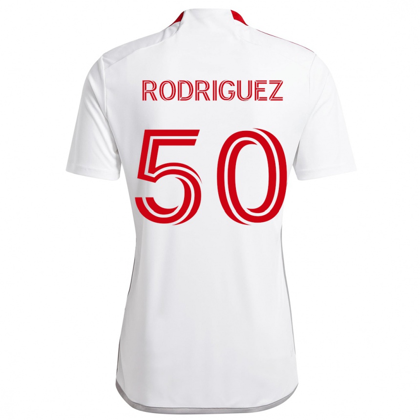 Niño Fútbol Camiseta Abraham Rodriguez #50 Blanco Rojo 2ª Equipación 2024/25 México