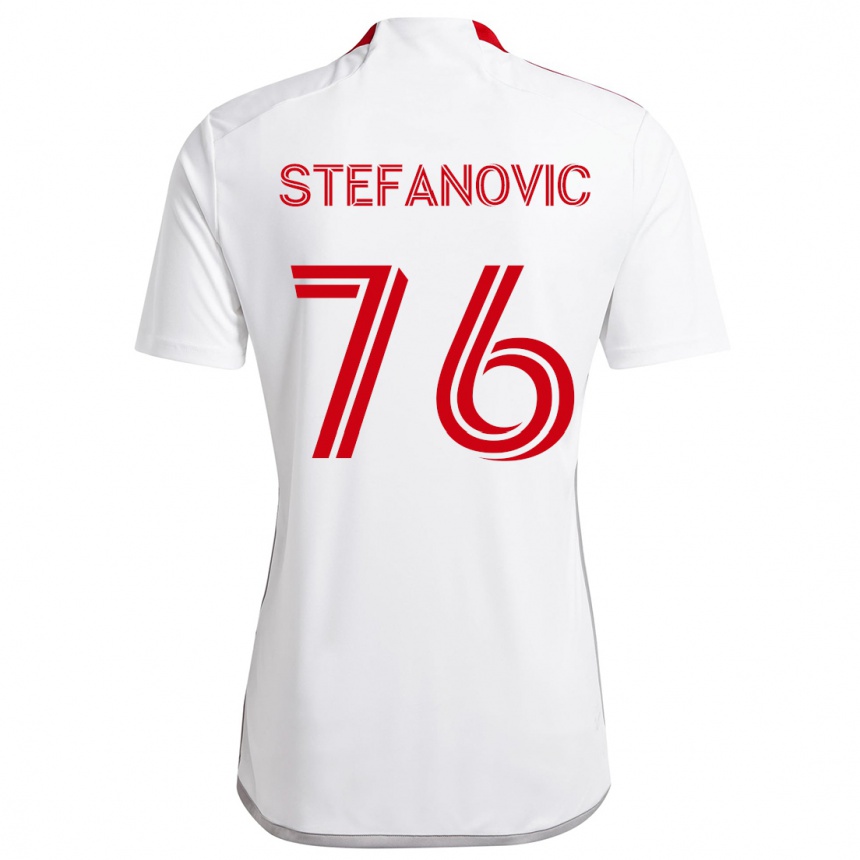 Niño Fútbol Camiseta Lazar Stefanovic #76 Blanco Rojo 2ª Equipación 2024/25 México