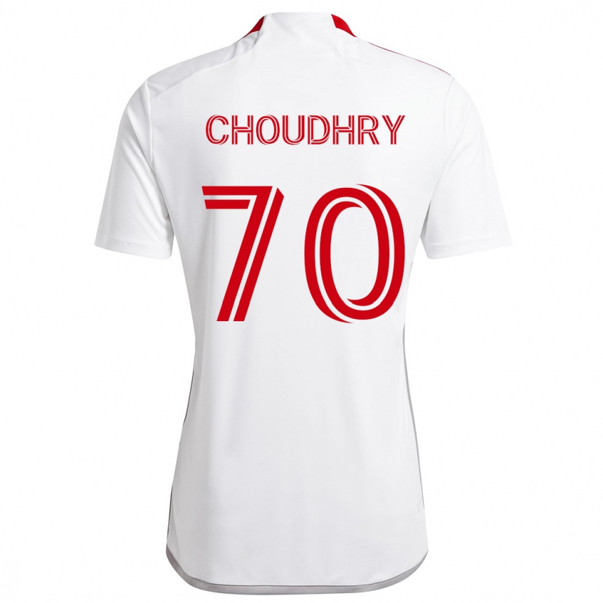 Niño Fútbol Camiseta Benjamin Choudhry #70 Blanco Rojo 2ª Equipación 2024/25 México