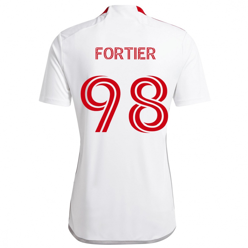 Niño Fútbol Camiseta Kristjan Fortier #98 Blanco Rojo 2ª Equipación 2024/25 México