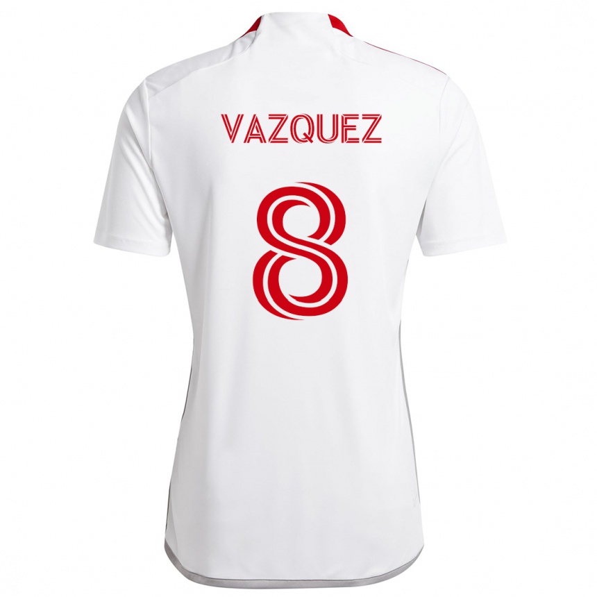 Niño Fútbol Camiseta Víctor Vázquez #8 Blanco Rojo 2ª Equipación 2024/25 México