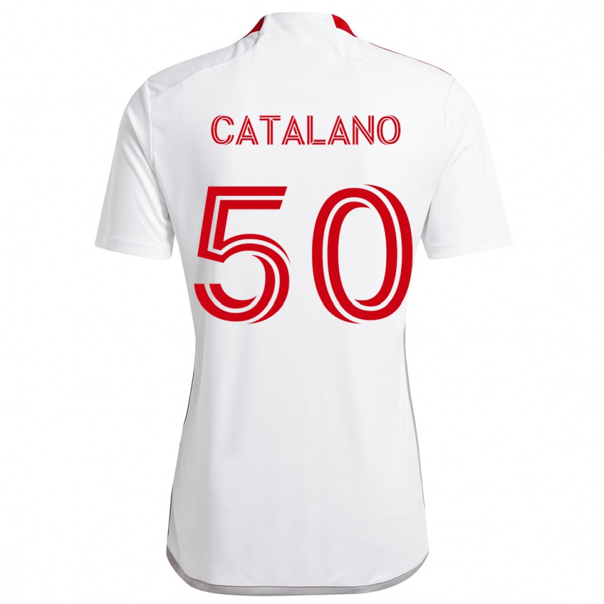 Niño Fútbol Camiseta Gianluca Catalano #50 Blanco Rojo 2ª Equipación 2024/25 México