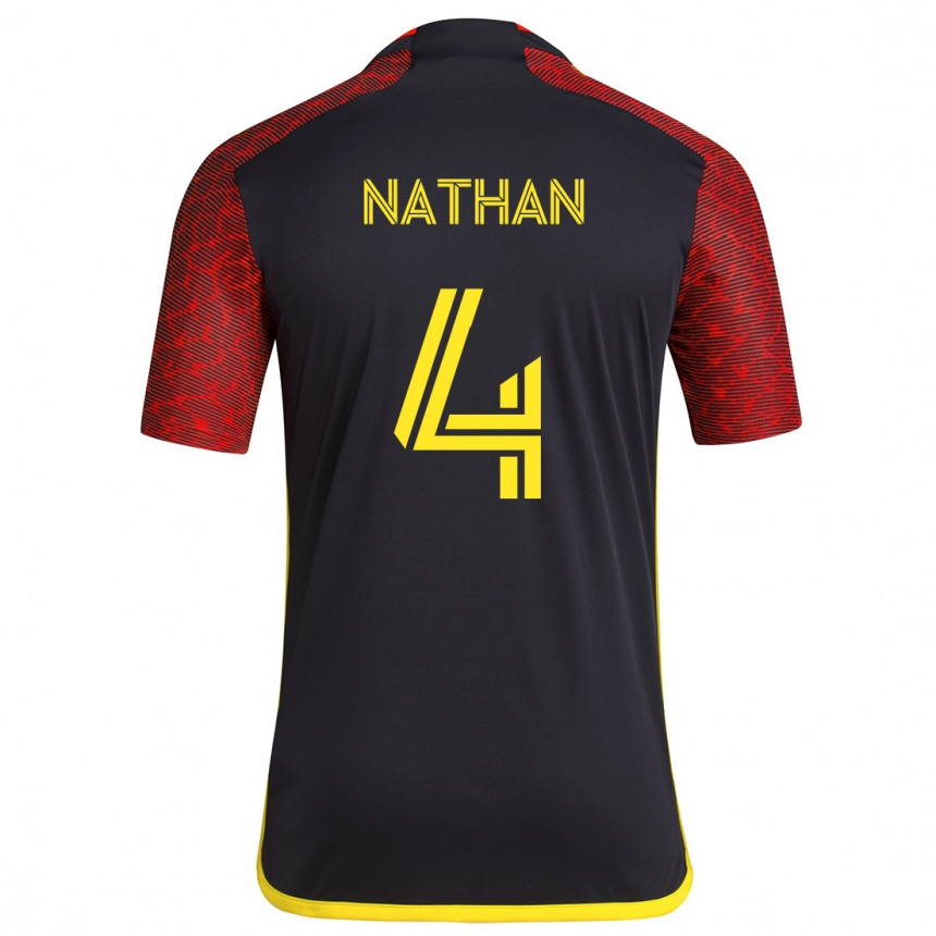 Niño Fútbol Camiseta Nathan #4 Negro Rojo 2ª Equipación 2024/25 México