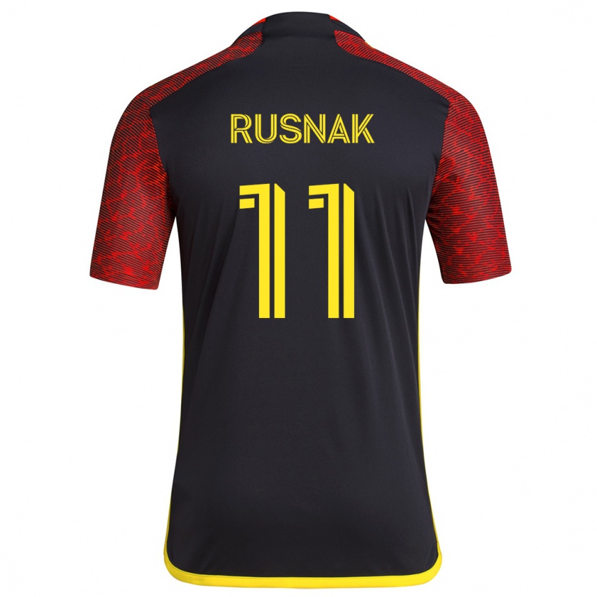 Niño Fútbol Camiseta Albert Rusnák #11 Negro Rojo 2ª Equipación 2024/25 México