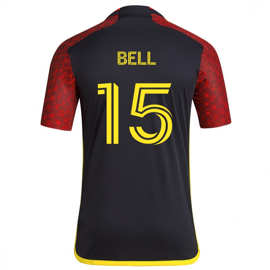 Niño Fútbol Camiseta Jon Bell #15 Negro Rojo 2ª Equipación 2024/25 México