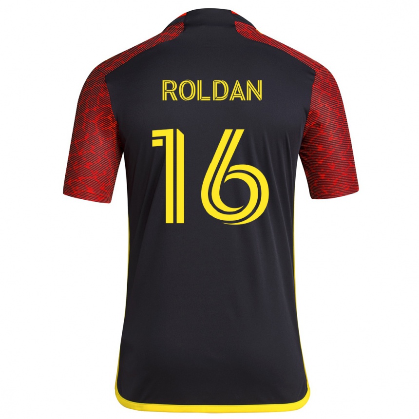 Niño Fútbol Camiseta Álex Roldán #16 Negro Rojo 2ª Equipación 2024/25 México