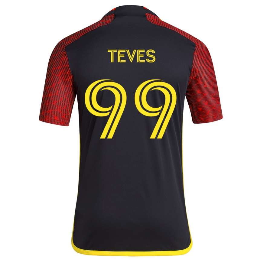 Niño Fútbol Camiseta Dylan Teves #99 Negro Rojo 2ª Equipación 2024/25 México