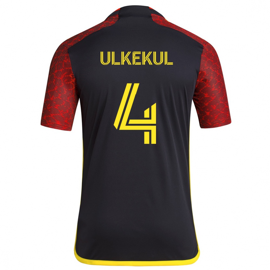 Niño Fútbol Camiseta Jodi Ulkekul #4 Negro Rojo 2ª Equipación 2024/25 México