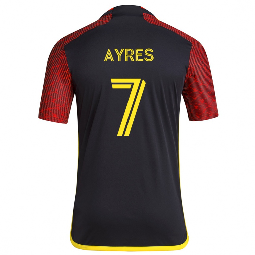 Niño Fútbol Camiseta Melina Ayres #7 Negro Rojo 2ª Equipación 2024/25 México