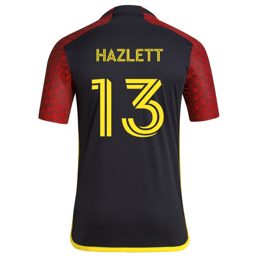 Niño Fútbol Camiseta Kimberly Hazlett #13 Negro Rojo 2ª Equipación 2024/25 México