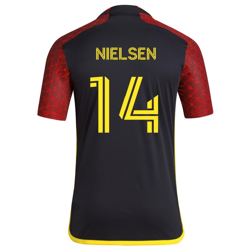 Niño Fútbol Camiseta Taylor Nielsen #14 Negro Rojo 2ª Equipación 2024/25 México