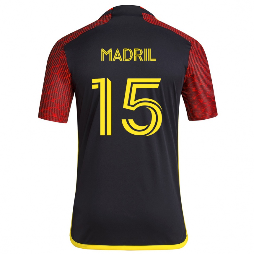 Niño Fútbol Camiseta Emily Madril #15 Negro Rojo 2ª Equipación 2024/25 México