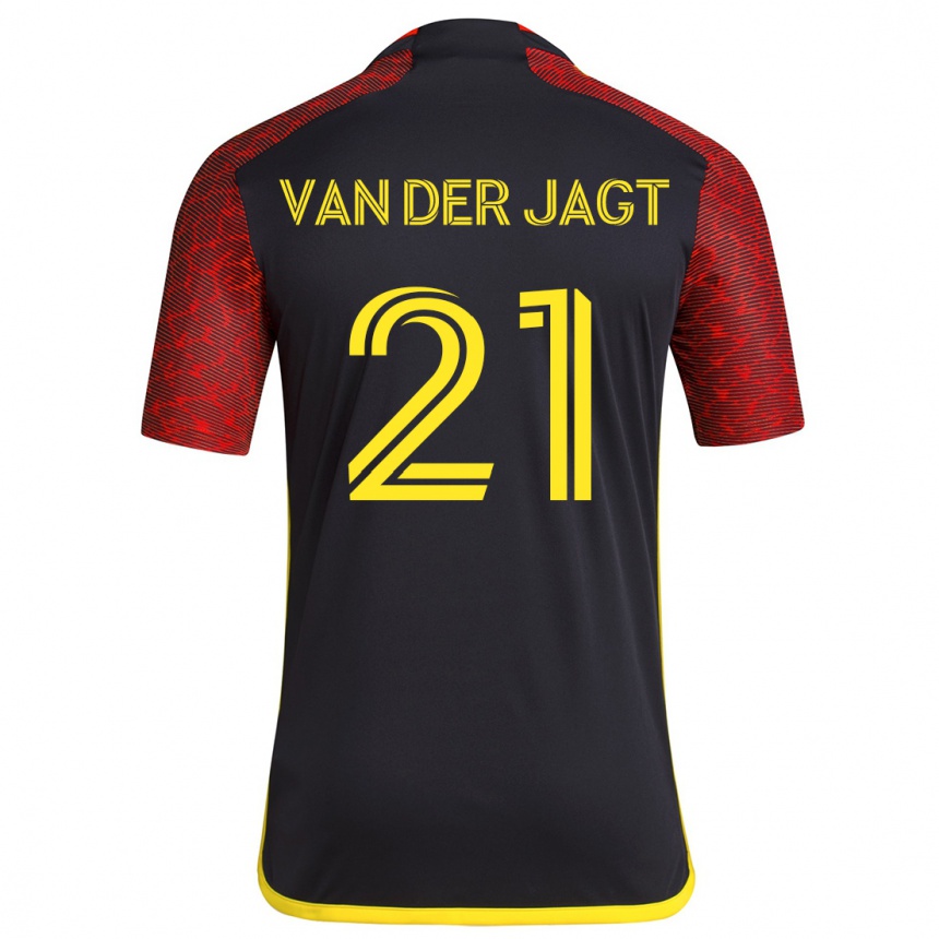 Niño Fútbol Camiseta Olivia Van Der Jagt #21 Negro Rojo 2ª Equipación 2024/25 México