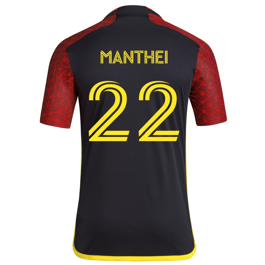 Niño Fútbol Camiseta Leahi Manthei #22 Negro Rojo 2ª Equipación 2024/25 México