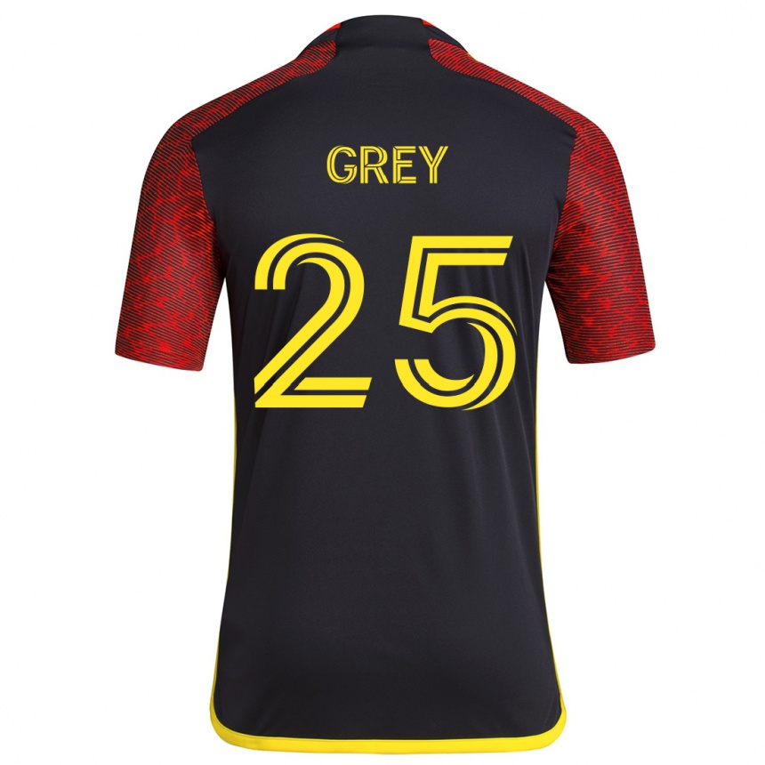 Niño Fútbol Camiseta Mireya Grey #25 Negro Rojo 2ª Equipación 2024/25 México