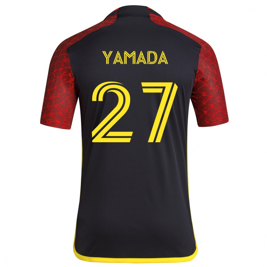 Niño Fútbol Camiseta Hikari Yamada #27 Negro Rojo 2ª Equipación 2024/25 México