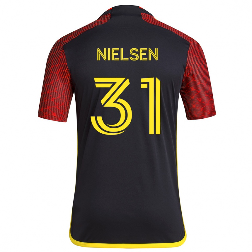 Niño Fútbol Camiseta Madeline Nielsen #31 Negro Rojo 2ª Equipación 2024/25 México