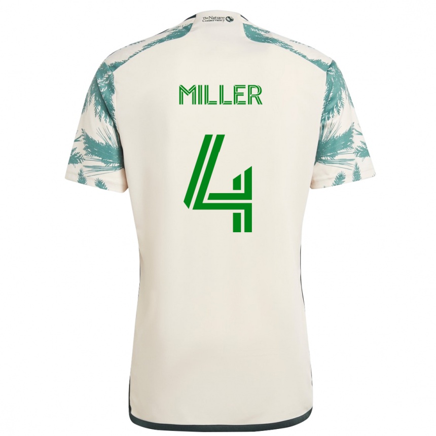 Niño Fútbol Camiseta Kamal Miller #4 Beige Marrón 2ª Equipación 2024/25 México