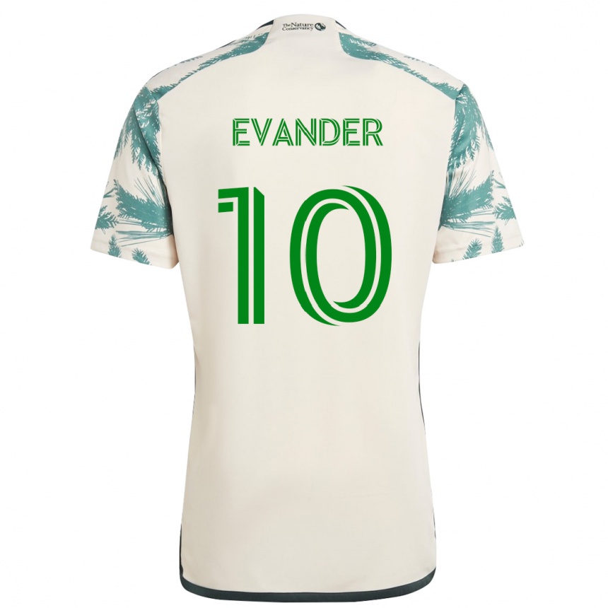 Niño Fútbol Camiseta Evander #10 Beige Marrón 2ª Equipación 2024/25 México