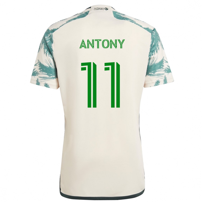 Niño Fútbol Camiseta Antony #11 Beige Marrón 2ª Equipación 2024/25 México