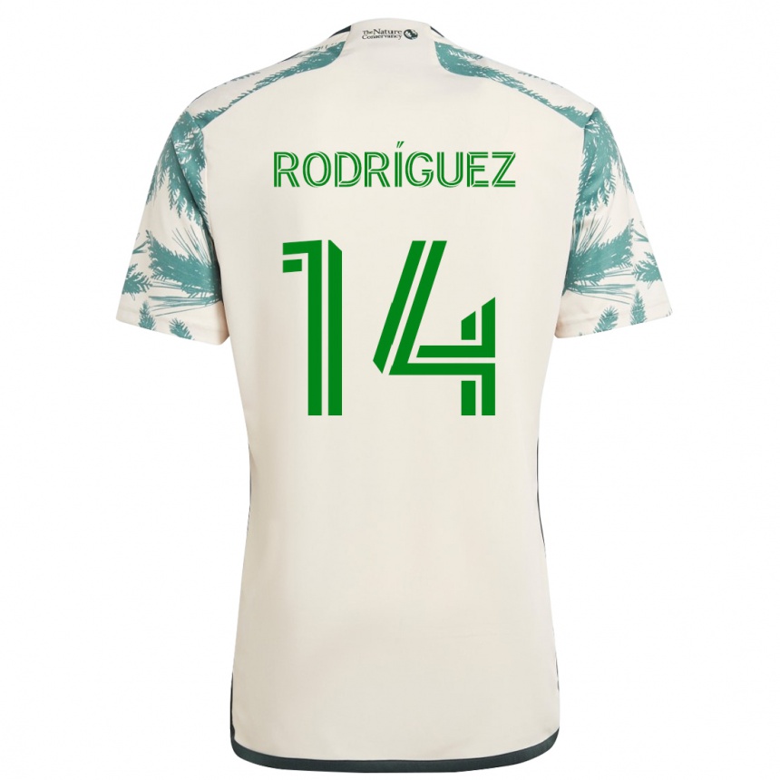 Niño Fútbol Camiseta Jonathan Rodríguez #14 Beige Marrón 2ª Equipación 2024/25 México