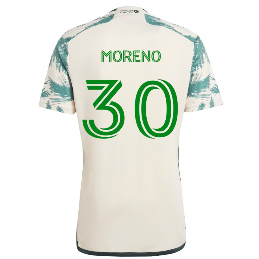 Niño Fútbol Camiseta Santiago Moreno #30 Beige Marrón 2ª Equipación 2024/25 México