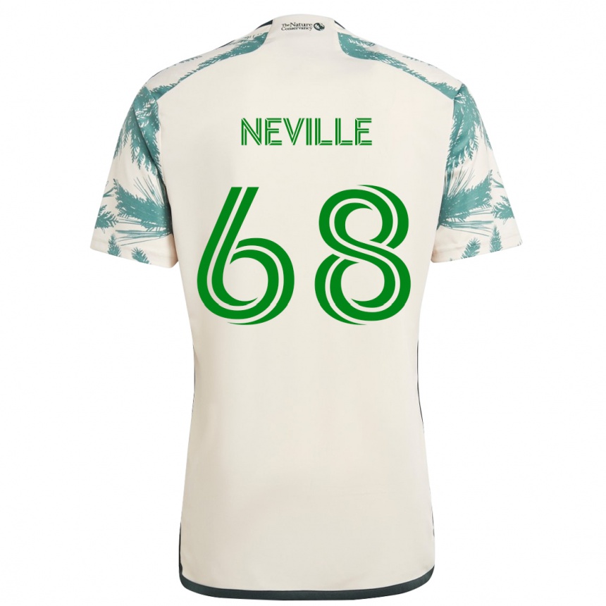 Niño Fútbol Camiseta Harvey Neville #68 Beige Marrón 2ª Equipación 2024/25 México