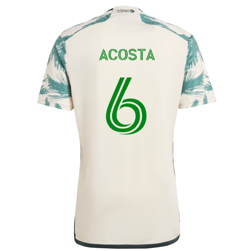 Niño Fútbol Camiseta Bryan Acosta #6 Beige Marrón 2ª Equipación 2024/25 México