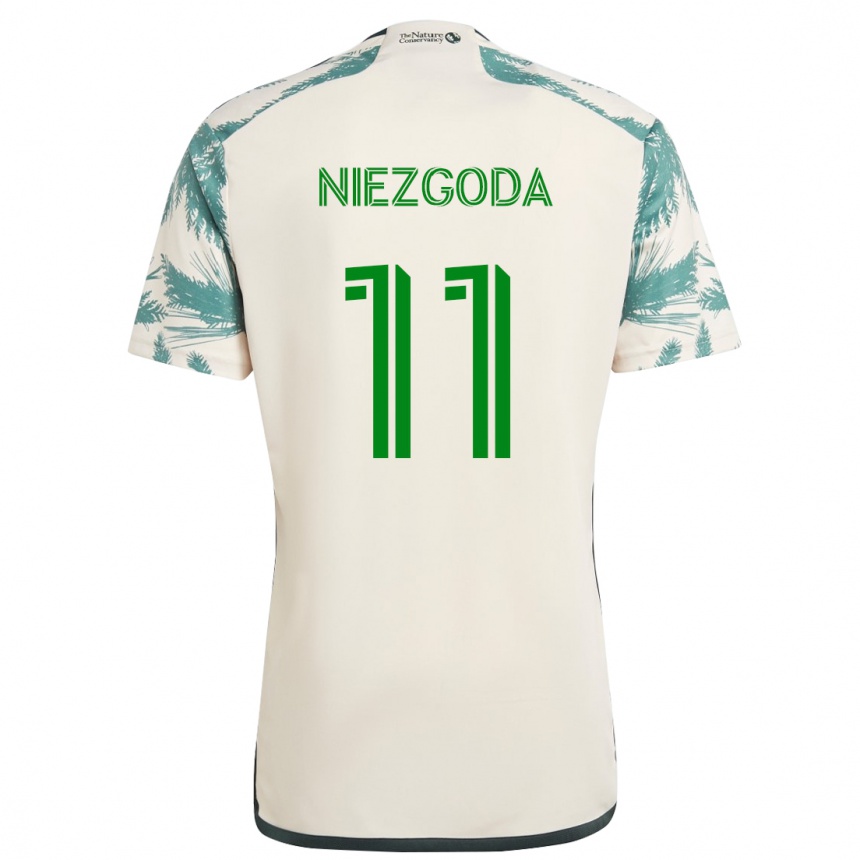 Niño Fútbol Camiseta Jaroslaw Niezgoda #11 Beige Marrón 2ª Equipación 2024/25 México