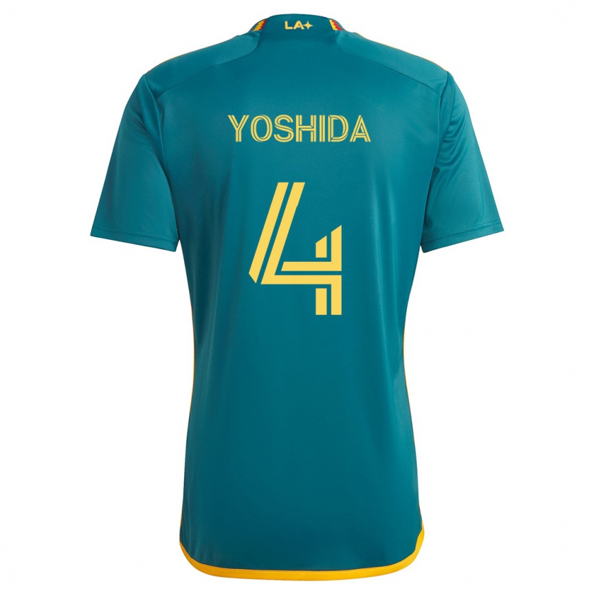 Niño Fútbol Camiseta Maya Yoshida #4 Verde Amarillo 2ª Equipación 2024/25 México