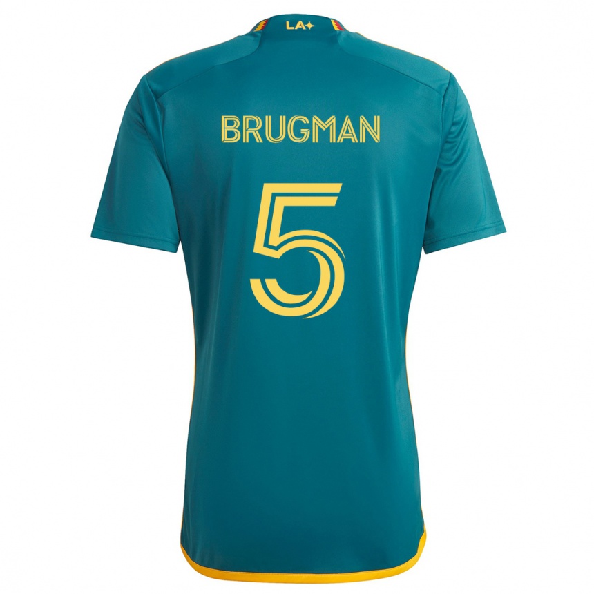 Niño Fútbol Camiseta Gastón Brugman #5 Verde Amarillo 2ª Equipación 2024/25 México