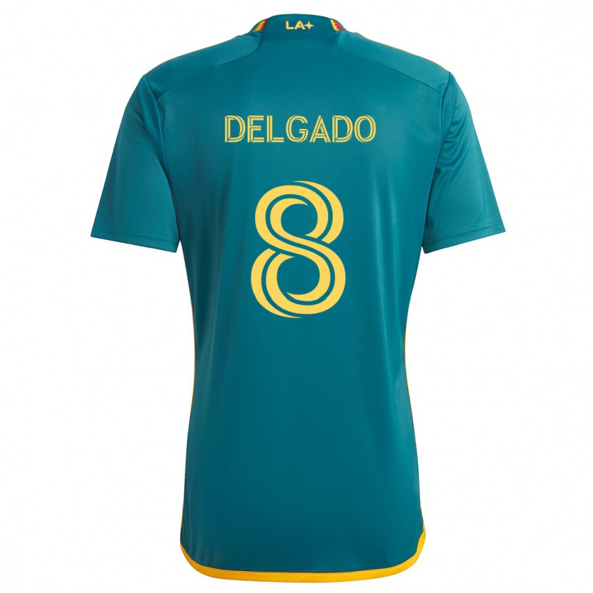 Niño Fútbol Camiseta Mark Delgado #8 Verde Amarillo 2ª Equipación 2024/25 México