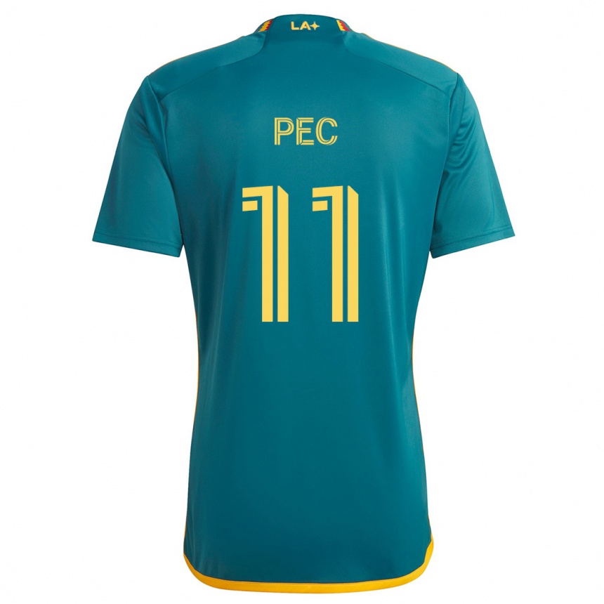 Niño Fútbol Camiseta Gabriel Pec #11 Verde Amarillo 2ª Equipación 2024/25 México