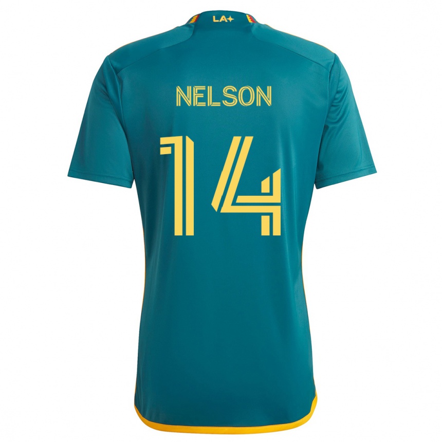 Niño Fútbol Camiseta John Nelson #14 Verde Amarillo 2ª Equipación 2024/25 México