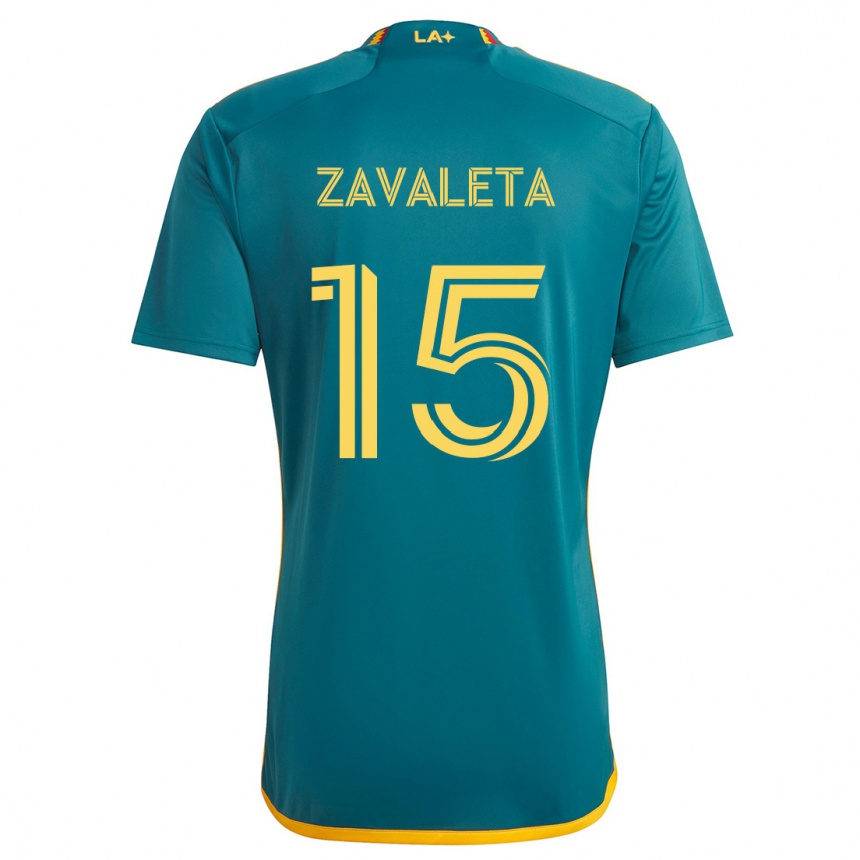 Niño Fútbol Camiseta Eriq Zavaleta #15 Verde Amarillo 2ª Equipación 2024/25 México