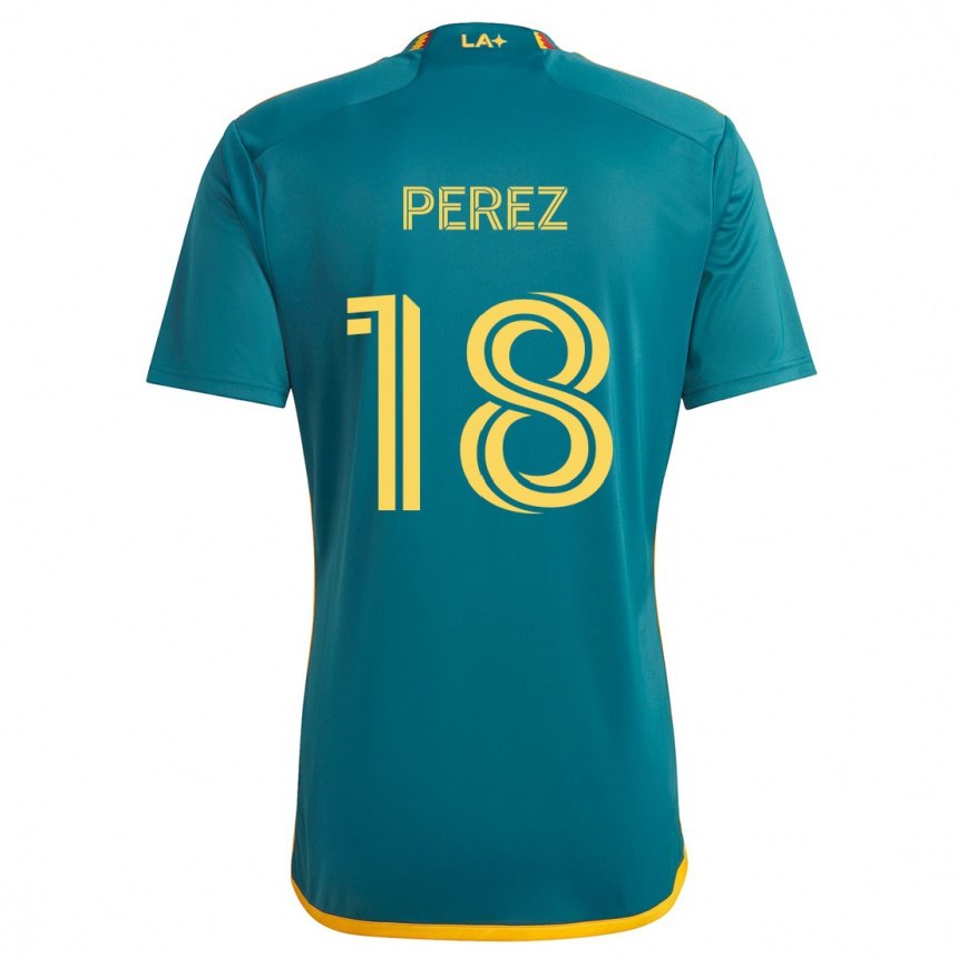 Niño Fútbol Camiseta Jonathan Pérez #18 Verde Amarillo 2ª Equipación 2024/25 México