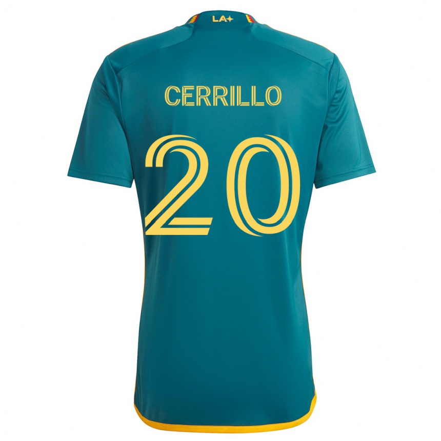 Niño Fútbol Camiseta Edwin Cerrillo #20 Verde Amarillo 2ª Equipación 2024/25 México