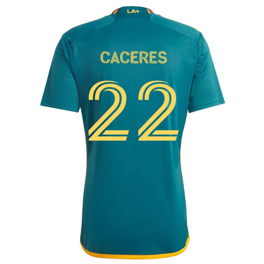 Niño Fútbol Camiseta Martín Cáceres #22 Verde Amarillo 2ª Equipación 2024/25 México