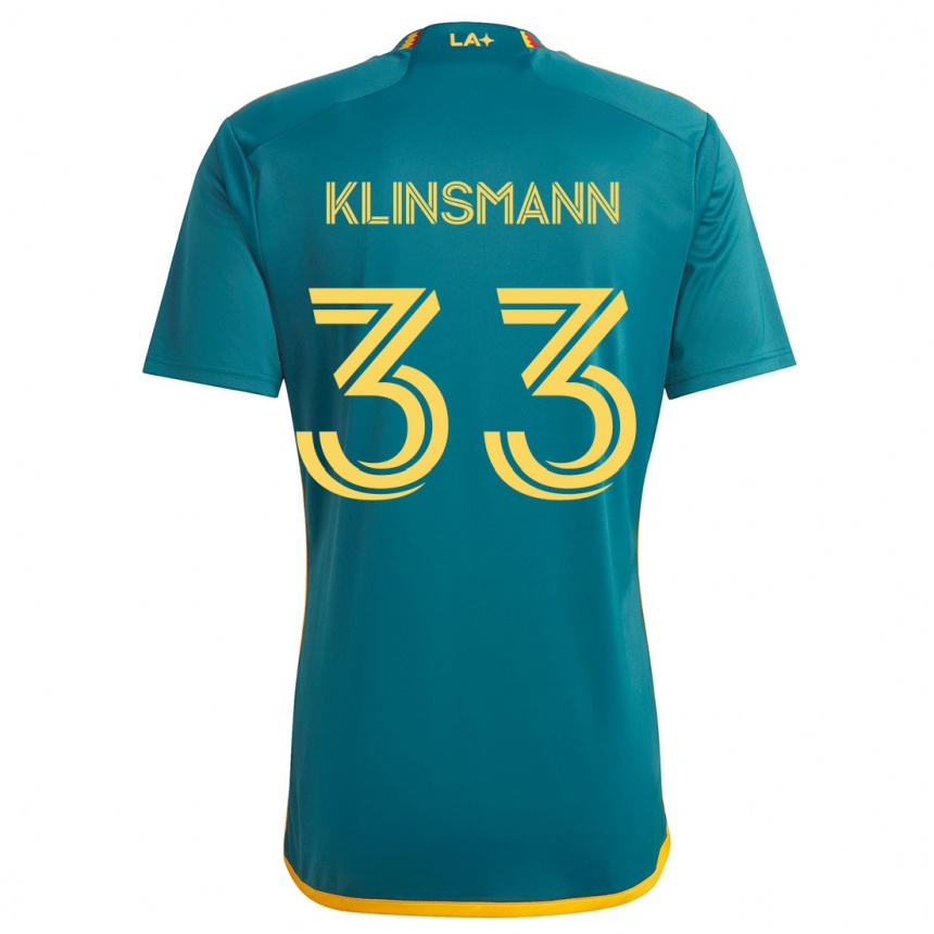 Niño Fútbol Camiseta Jonathan Klinsmann #33 Verde Amarillo 2ª Equipación 2024/25 México